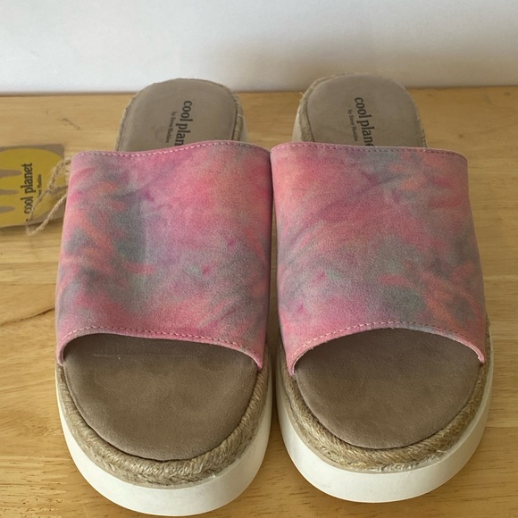 Cool Planet Steve Madde Juniper Pink/Blue Tie Dye Platform Slide Sandals Sz 8 - Picture 3 of 8